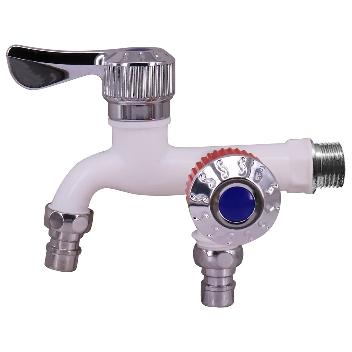 Torneira multifuncional à prova de respingos, torneira de plástico para máquina de lavar, cozinha, controle duplo, emenda de dupla utilização