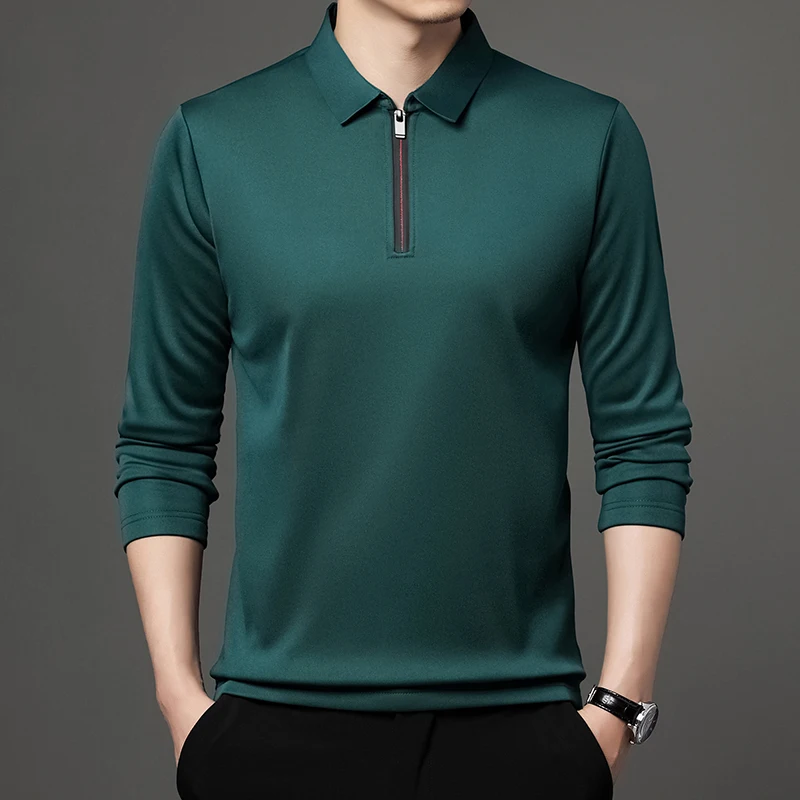 メンズ長袖Tシャツ,ジッパー,ファッショナブル,襟,ビジネス