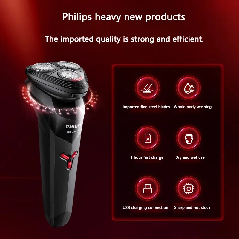 PHILIPS S1113 Elektrisch Scheerapparaat USB Charge Rvs PowerCut Blade Scheermes Triple Drijvende Hoofd Mannen Snel Scheren Baard Trimmer