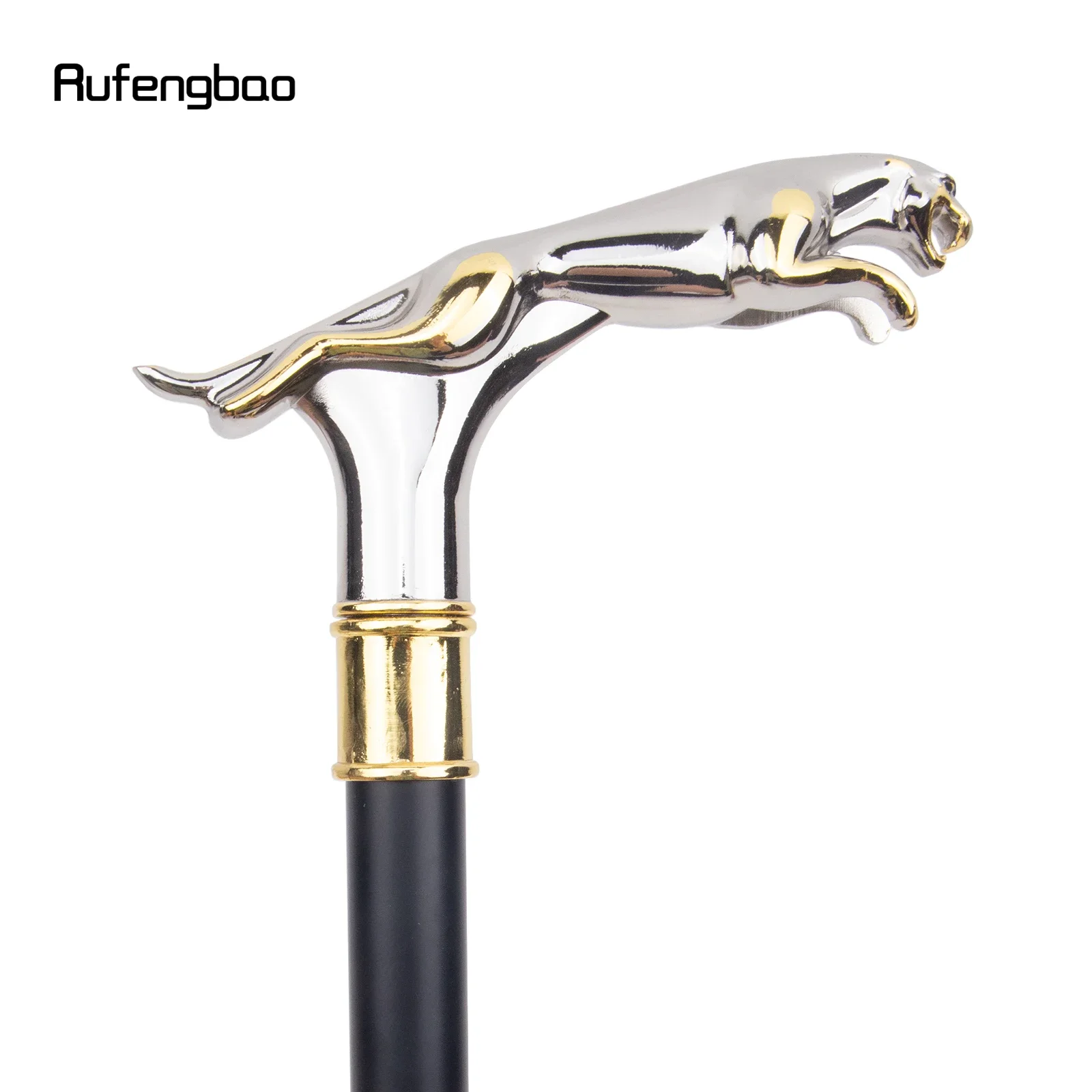 สีขาวเสือดาวสีทองพร้อมหางแฟชั่นเดิน Stick สําหรับตกแต่งเดิน Cane Elegant Crosier KNOB Walking Stick 93 ซม