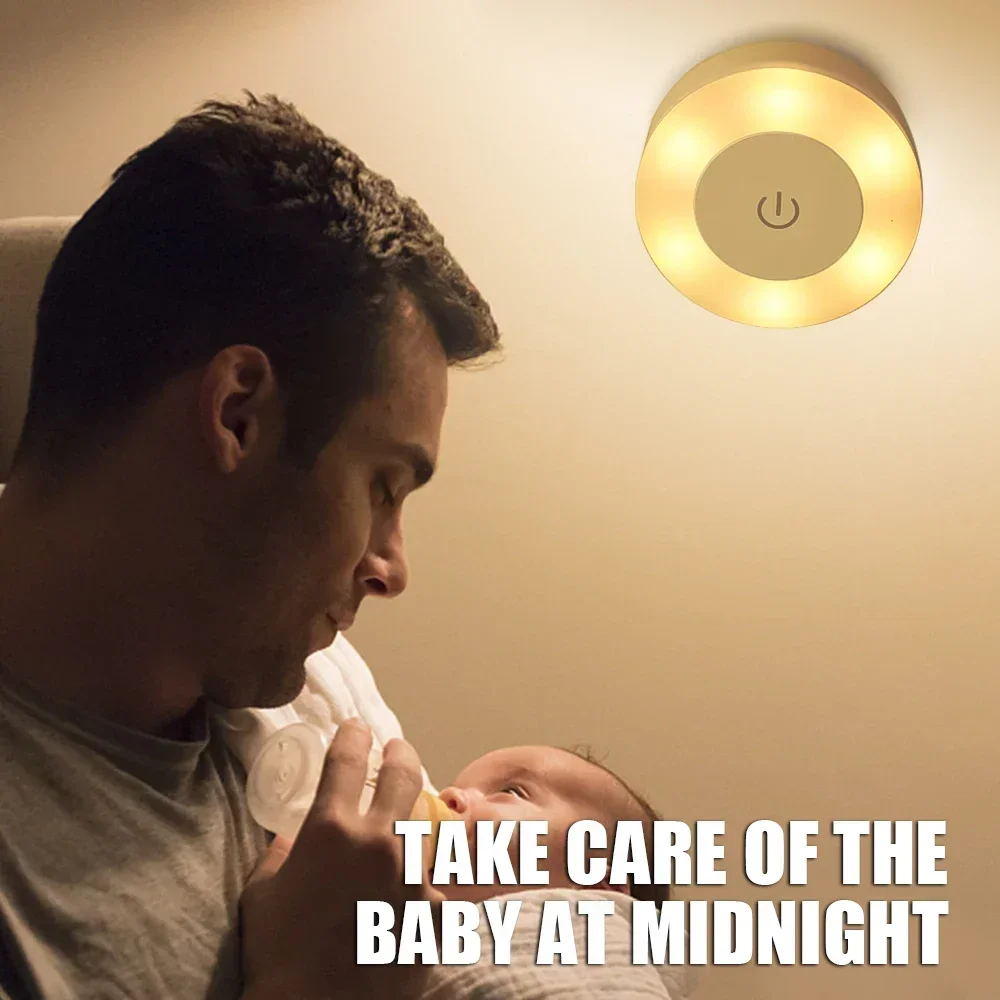 Luces LED nocturnas con Sensor táctil, 3 modos, portátil, recargable por USB, Base magnética, luz de pared, dormitorio, sala de estar, lámparas nocturnas con atenuación