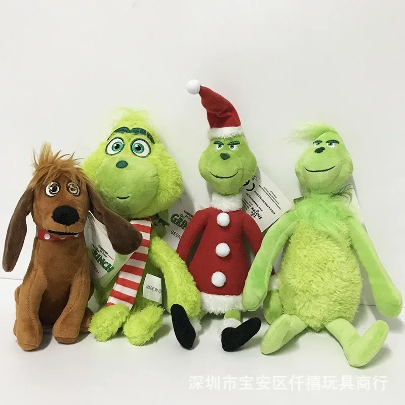 Novo natal grinch brinquedo de pelúcia monstro de cabelo verde das crianças presente dos desenhos animados boneca