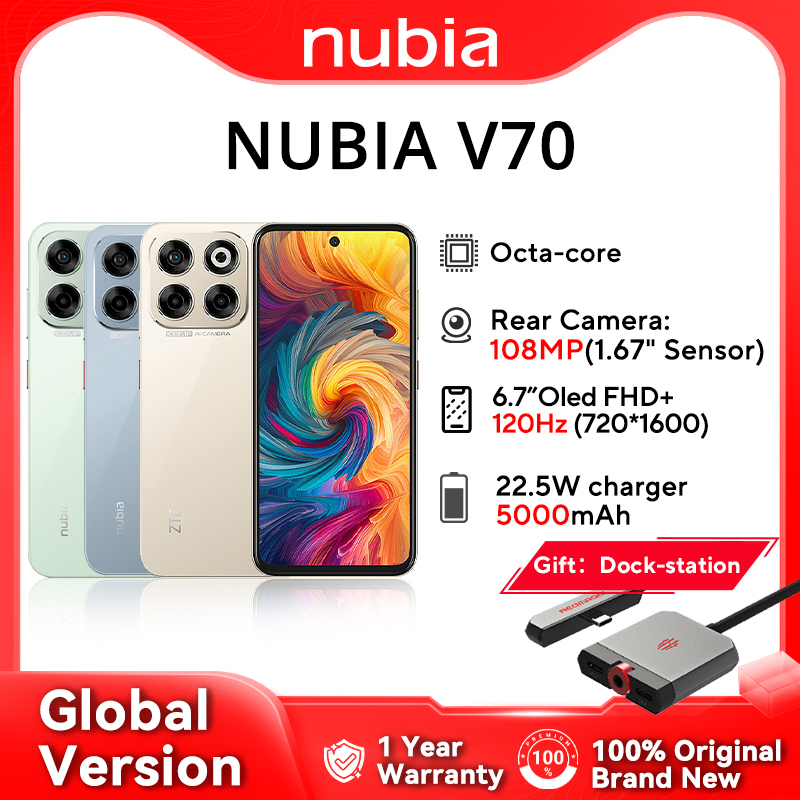 Global Version Nubia V70 Z2459 8+256GB Sunshinegold/Glaciergreen/Stardustgray【One-year warranty】