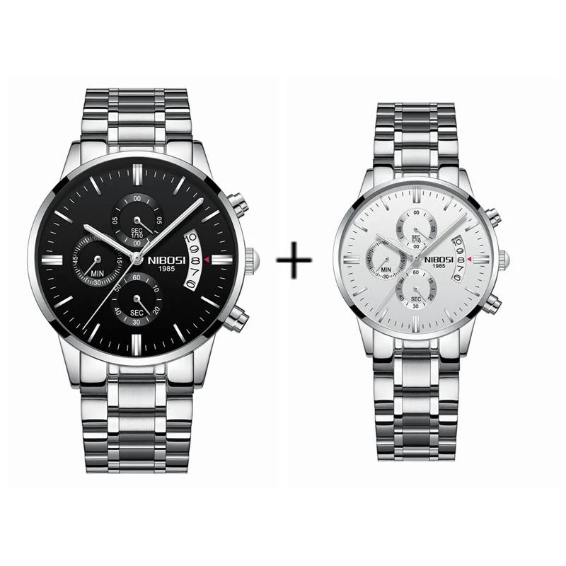 NIBOSI-Reloj de cuarzo resistente al agua para Hombre y Mujer, cronógrafo para amantes, para pareja