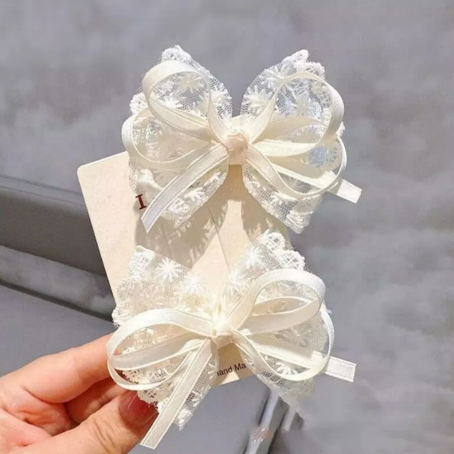 Estilo coreano laço de renda crianças headwear com temperamento da menina laço grampo de cabelo pesado artesanal high-end headwear cabelo cl