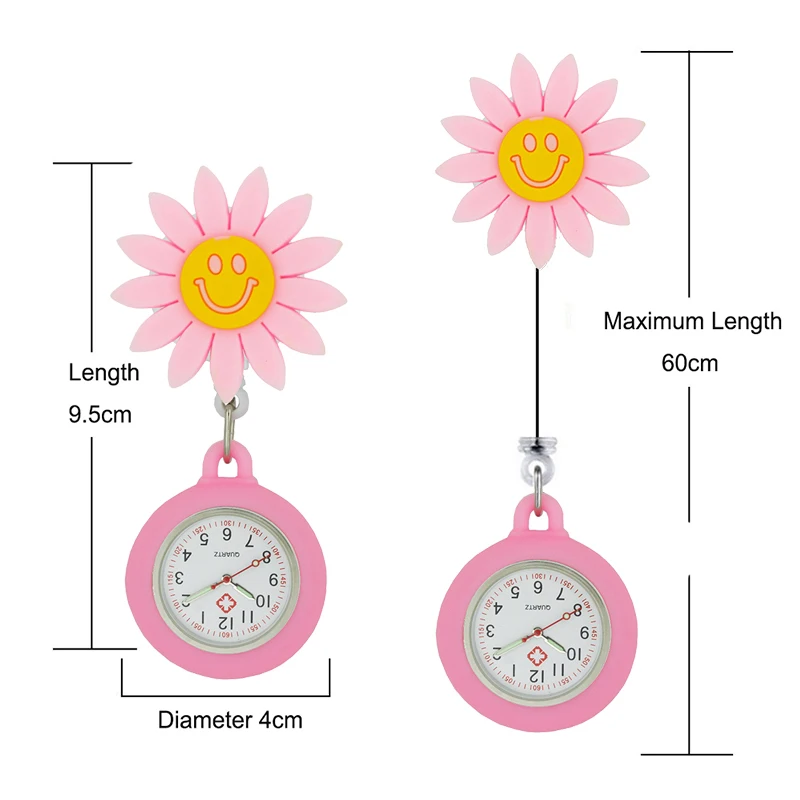 YiJia Lovely Dolphin การ์ตูน Puppy Retractable Badge Reel นาฬิกาสำหรับพยาบาลกรณีป้องกันยาง