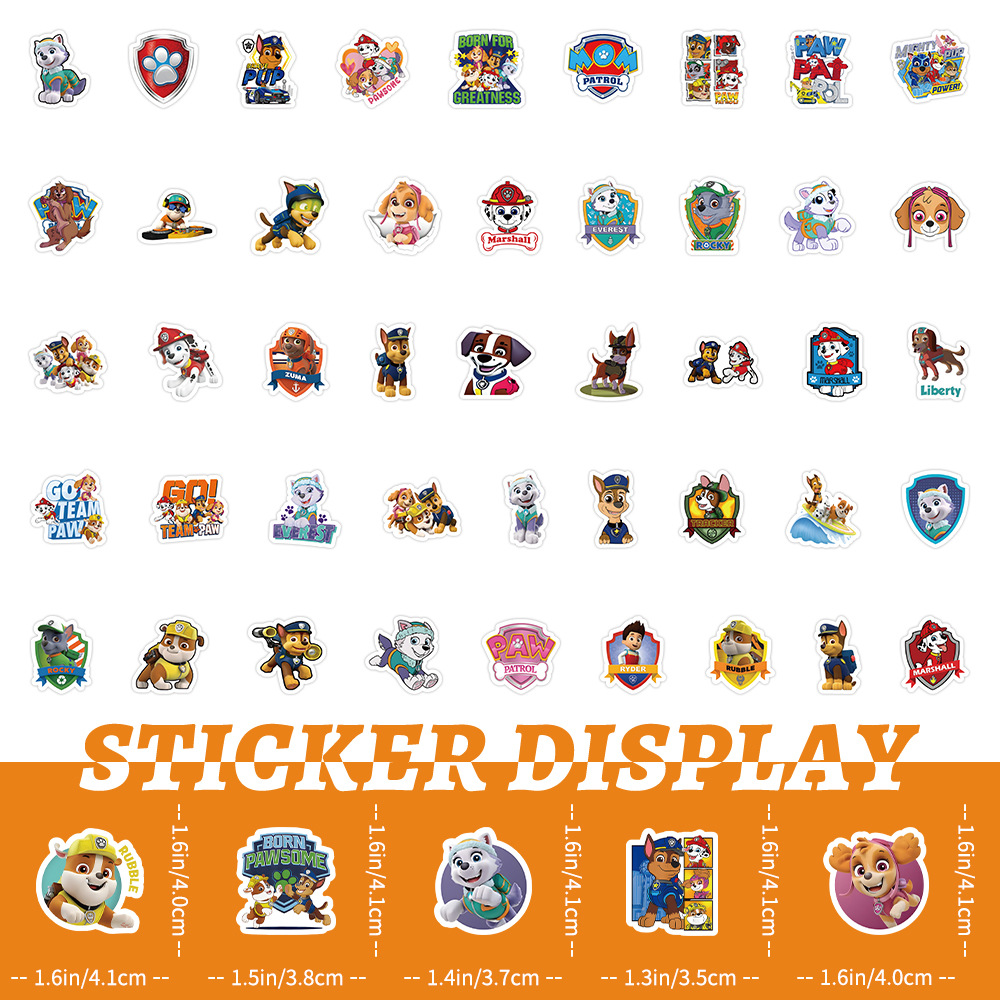 10/50/100PCS 귀여운 귀여운 PAW 순찰 애니메이션 스티커 장식 DIY 전화 노트북 가방 노트북 냉장고 낙서 만화 스티커