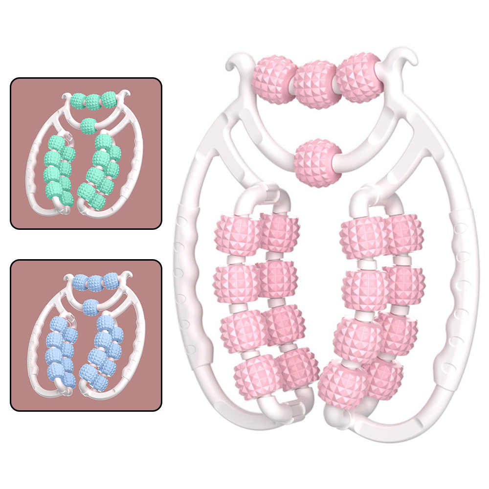 Braçadeira de perna de anel duplo 20 rolos, exercitador de coxa/Kegel, massageador de emagrecimento para casa, alívio da dor anticelulite