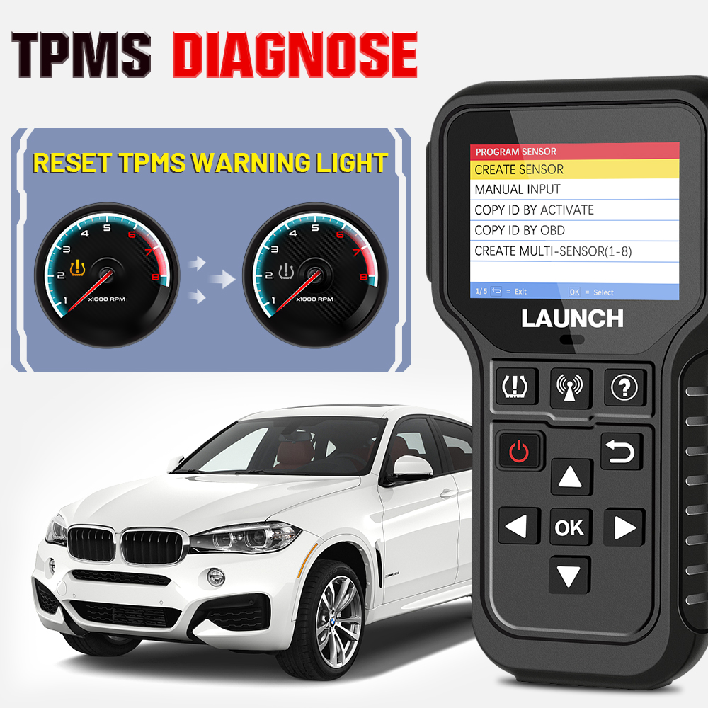 LAUNCH X431 CRT5011E TPMS-Diagnosegerät, Reifendruck, 315 MHz, 433 MHz, Aktivierungssensor, OBD, automatisches stationäres Nachschubprogramm
