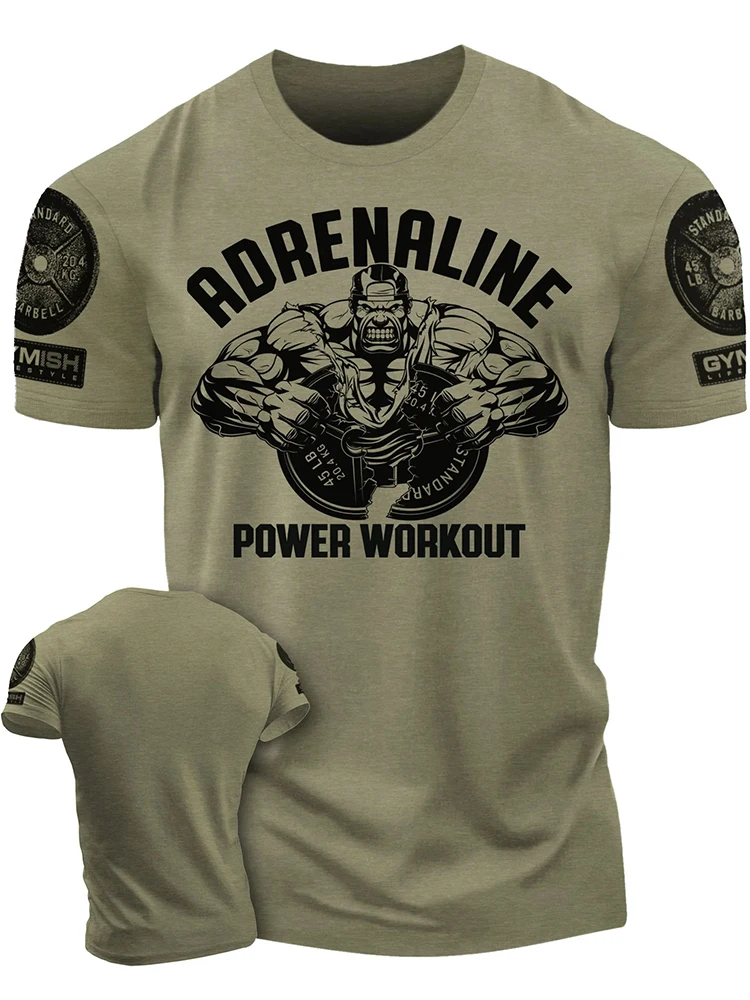 Druk 3D Adrenaline Power Workoout Gym T-Shirt Wysokiej jakości bawełna Casual Męska koszulka z krótkim rękawem Top Muscle Man Tough Guy Tshirt