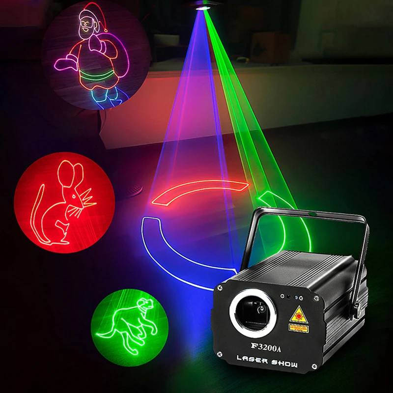 Lumière laser de scène 3D RVB, EAU de faisceau, DMX, DJ, musique, télécommande, mariage, fête de Noël, spectacle cancers, budgétaire