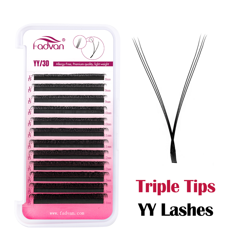 Fadvan YY Shape Lashes 2D/3D 0.07mm Faux Mink C/D Curved Natural Soft Brazilian Eyelash Premade Volume Fan Lashes Extension