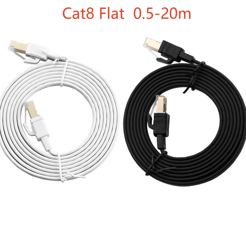 Câble rond Ethernet Cat 8, réseau LAN Cat8 Rj45, câble plat 40Gbps, 2000Mhz, 26awg, pour routeur, Pc, Ps4, Tv, ordinateur portable