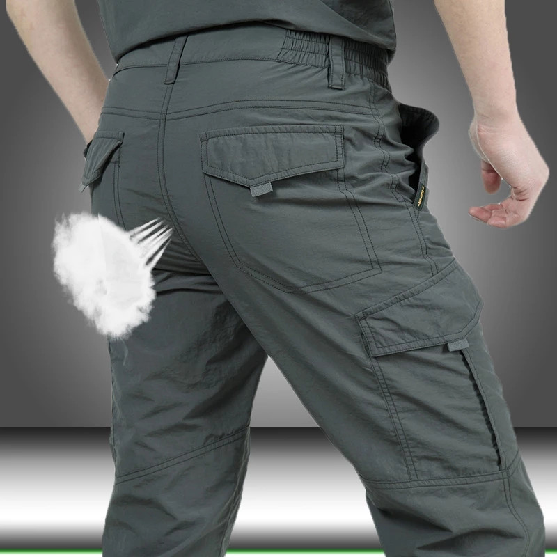 Calças de carga de secagem rápida dos homens verão respirável leve à prova dwaterproof água calças táticas masculino casual calças compridas