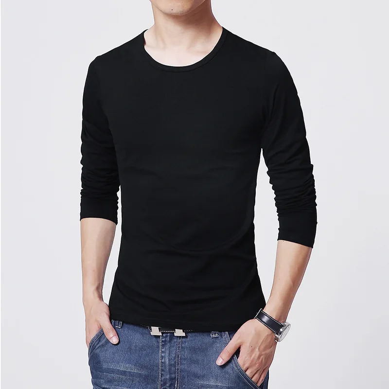 2025 MRMT Brand New Męskie koszulki z długim rękawem Slim Men T-Shirt Young Man Pure Color Tops Tees Shirt O-Neck For Male Boys Tshirt