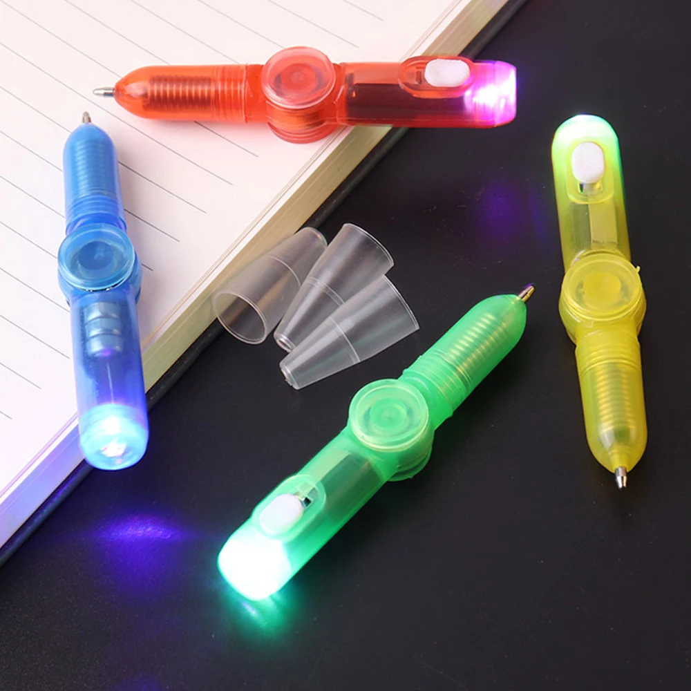Penna rotante a LED Penna a sfera Fidget Mano superiore Glow in Dark Light EDC Giocattoli antistress Giocattolo per bambini Regalo Materiale scolastico Decompressione