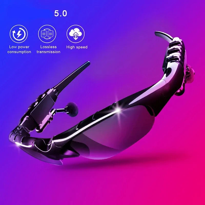 Auricolari stereo Cuffie wireless con microfono Occhiali da sole per la guida Ciclismo Sport Cuffie con riduzione del rumore
