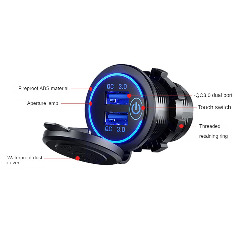 Dual QC 3.0 Dual USB Schnelle Auto Ladegerät Buchse 12V/24V wasserdicht mit Schalter Auto Auto schnell Lade Adapter Steckdose