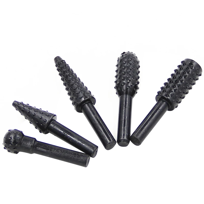 5 unidades de palo de diente de lobo negro para carpintería, lima rotativa, juego de accesorios de molienda DIY, herramienta de cabezal de molienda eléctrica