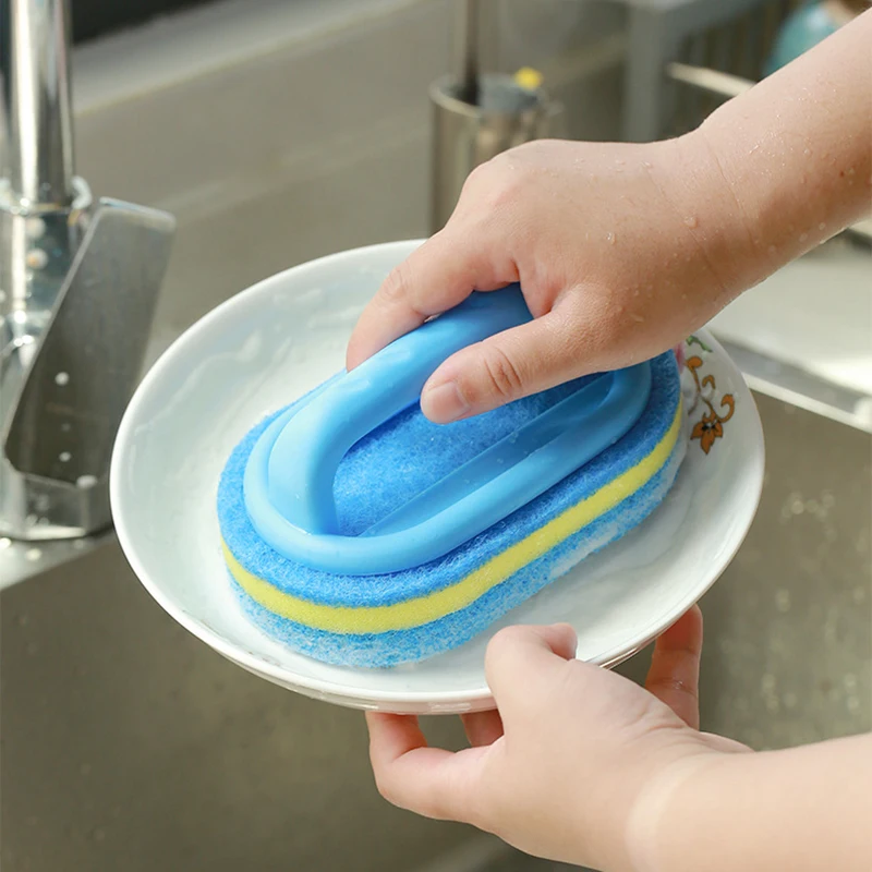 Brosse de nettoyage avec poignée, éponge d'essuyage de la cuisine, Pot de lavage de la vaisselle, outil de nettoyage et de brosse