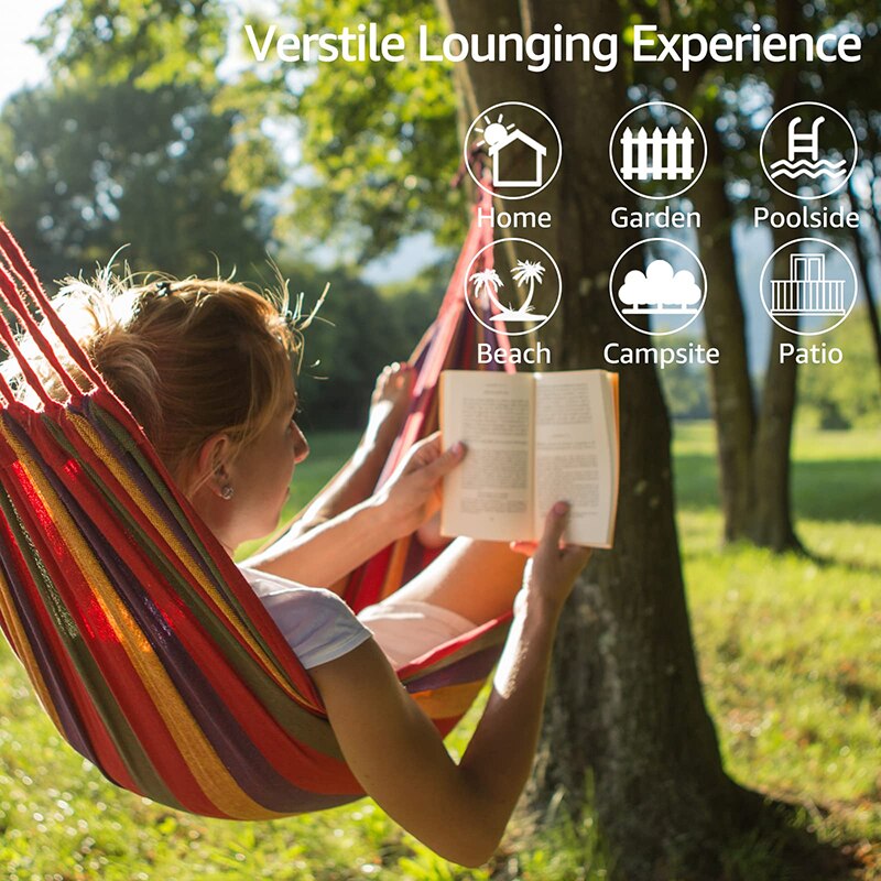WESTTUNE-hamaca de lona para exteriores, columpio para acampar con cuerdas de árbol, capacidad de carga de hasta 200kg, perfecto para jardín, Patio y Patio trasero