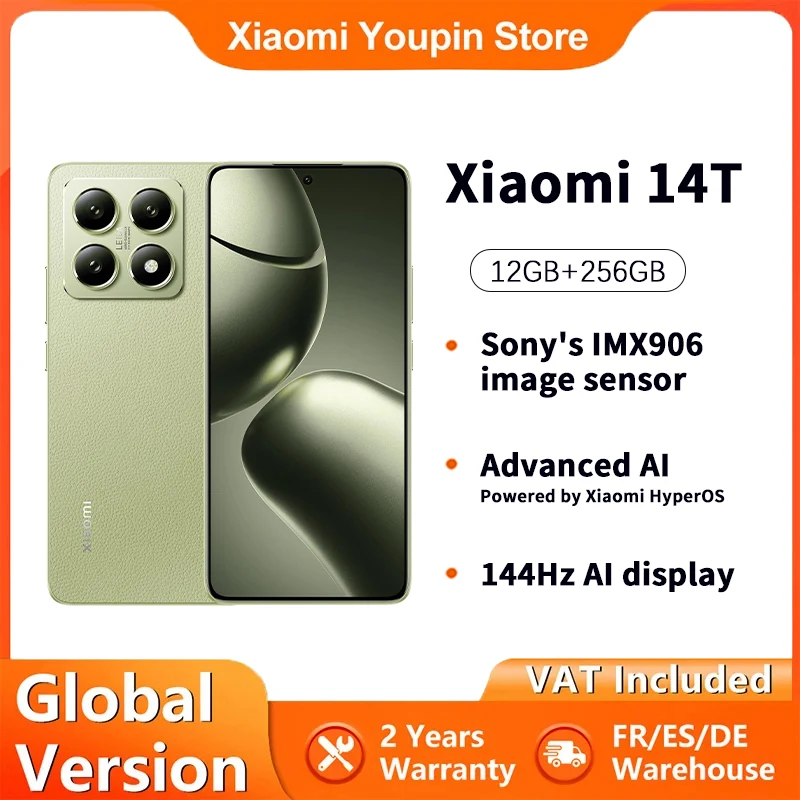 Globale Version Xiaomi 14T Smartphone 5G NFC 256GB 144Hz Display MTK Dimensity 8300-Ultra 50MP Leica 5000mAh 67W Hyper Charge