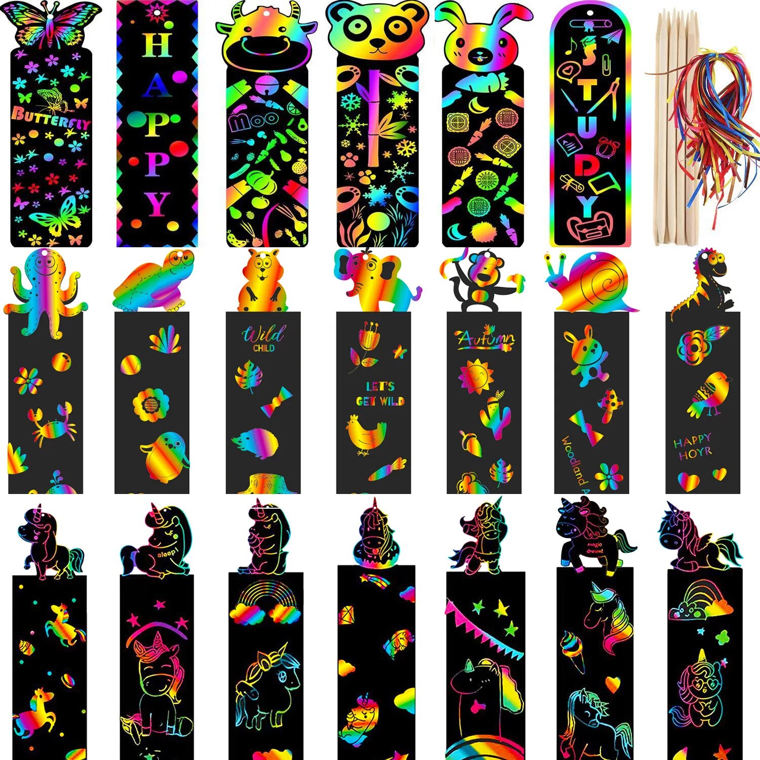 24 stuks dier DIY speelgoed krabben schilderpapier Alien krabben schilderen kleurrijk krabpapier voor kinderen