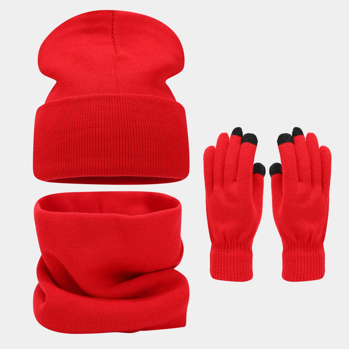 berretti in maglia guanti snood set 3 pezzi per donna uomo unisex tinta unita cappelli invernali set semplice classico nero bianco grigio rosso fucsia