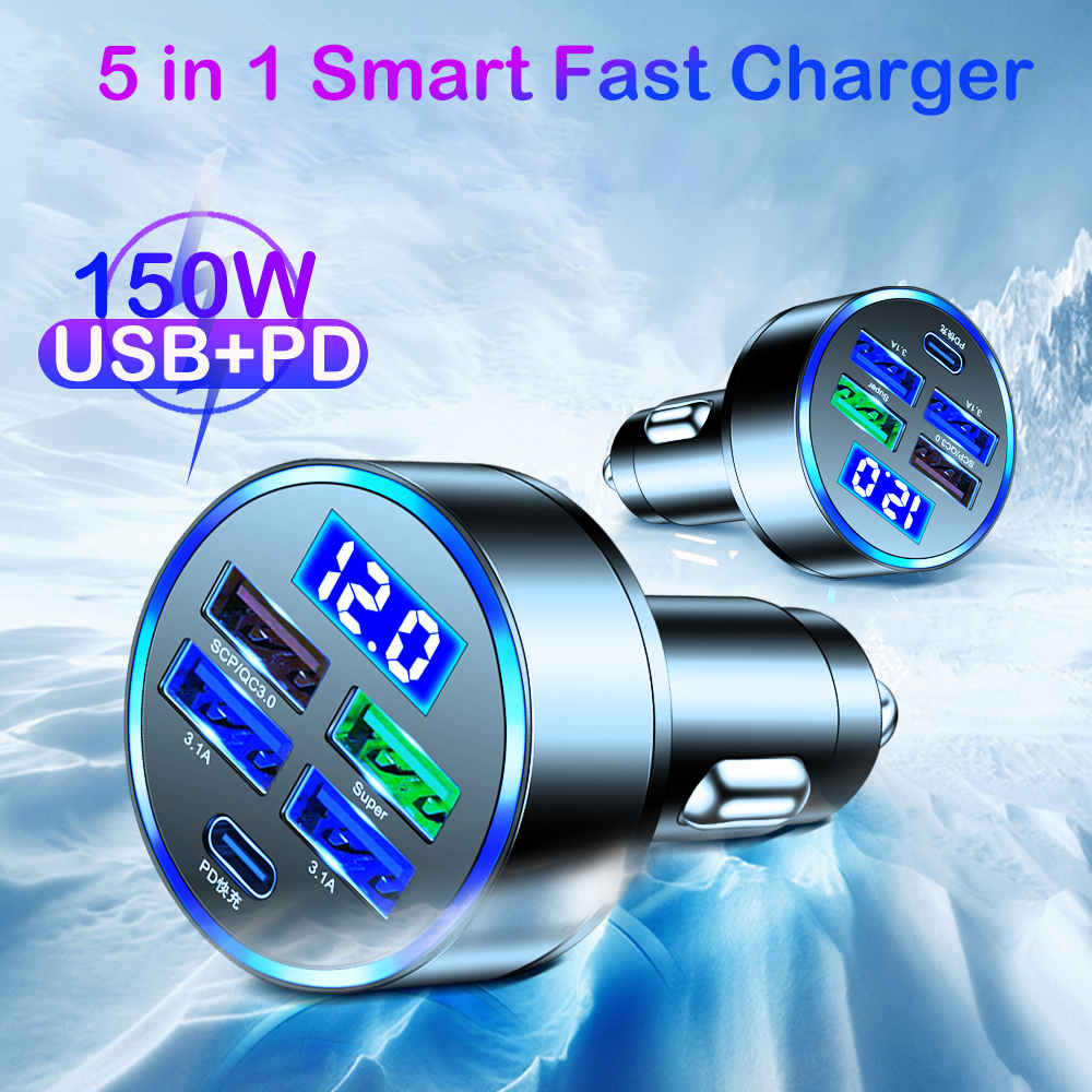 Ładowarka samochodowa 120W QC 3.0 Type C Adapter USB PD Szybkie ładowanie do iPhone 14 Pro Xiaomi 13 Samsung Huawei Oneplus