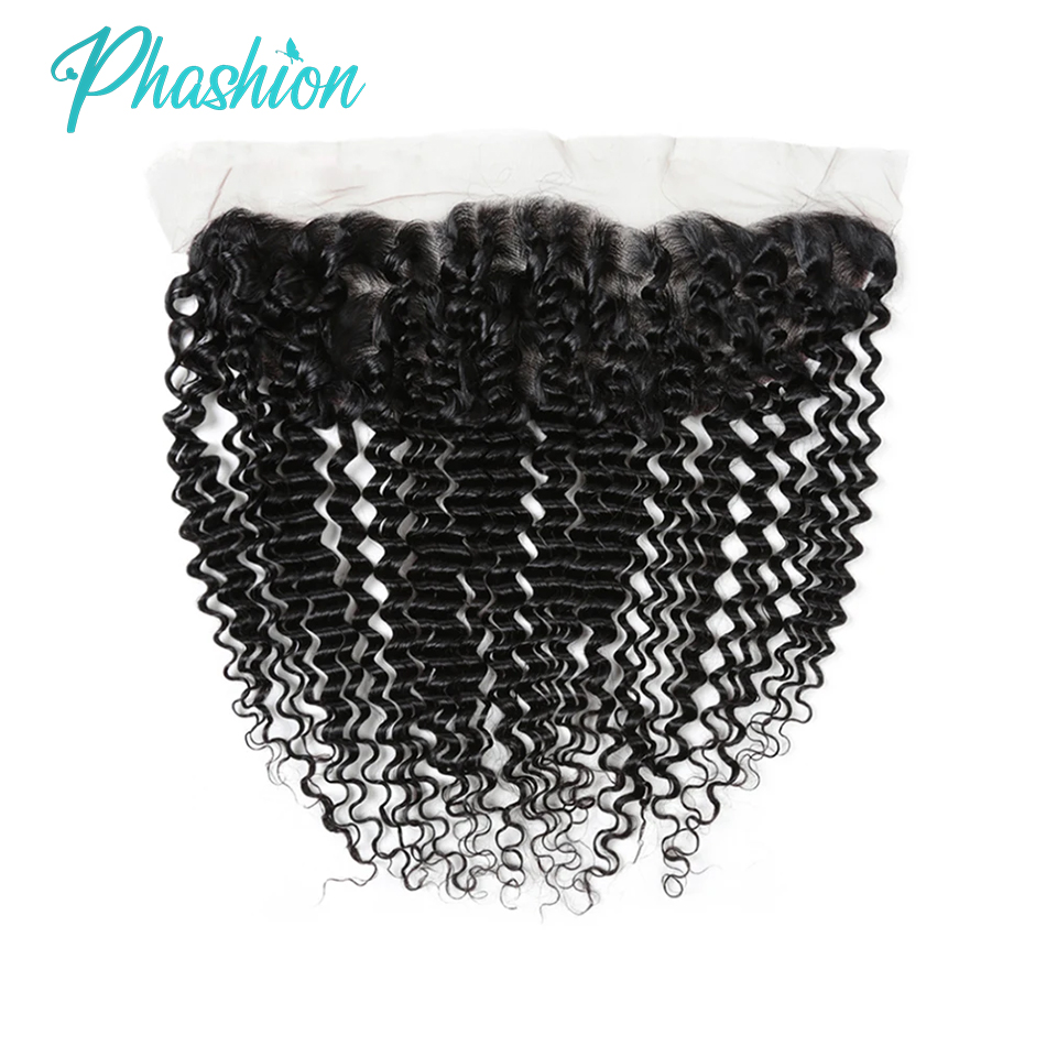 Phashion Deep Wave 13x4 Frontal de encaje y cierre suizo transparente HD 4 × 4 cabello humano Remy brasileño prearrancado para mujeres negras