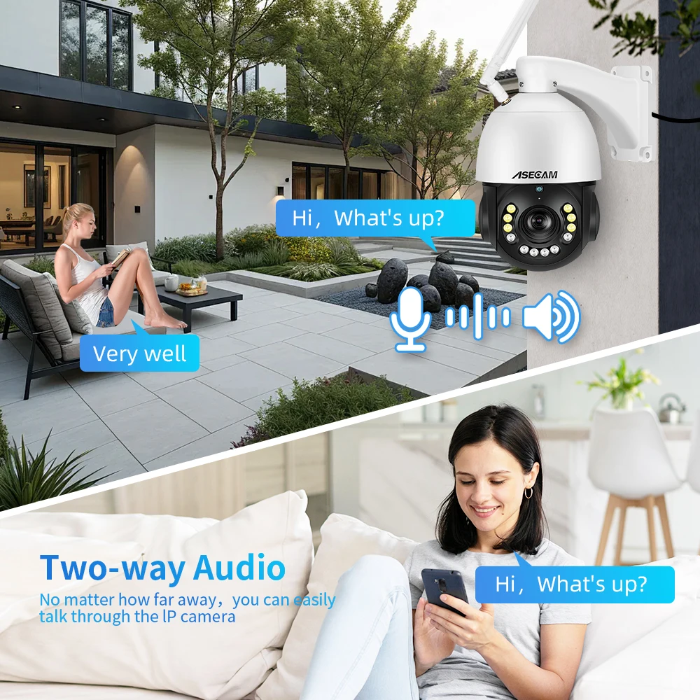 Nueva 8MP 4K PTZ ip camaras de vigilancia con wifi Audio AI Seguimiento humano 30x Zoom POE Onvif Color visión nocturna camara exterior