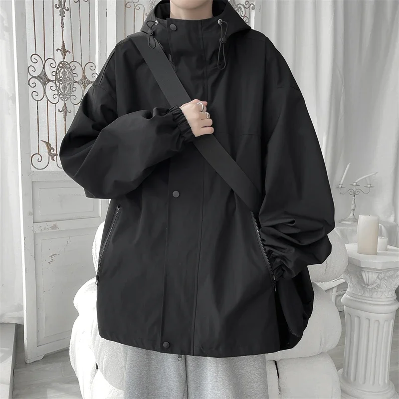 Chaqueta con capucha para hombre, chaqueta Bomber para hombre, cortavientos, abrigos con cremallera, chaqueta de carga holgada para primavera y otoño, ropa deportiva informal para hombre 2024