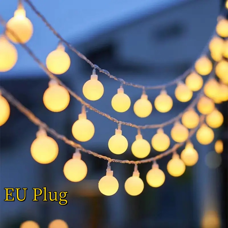 Светодиодные шаровые гирлянды с питанием от вилки европейского стандарта, уличный глобус, сказочный свет для свадьбы, декоративная световая гирлянда, палатка, рождественское украшение