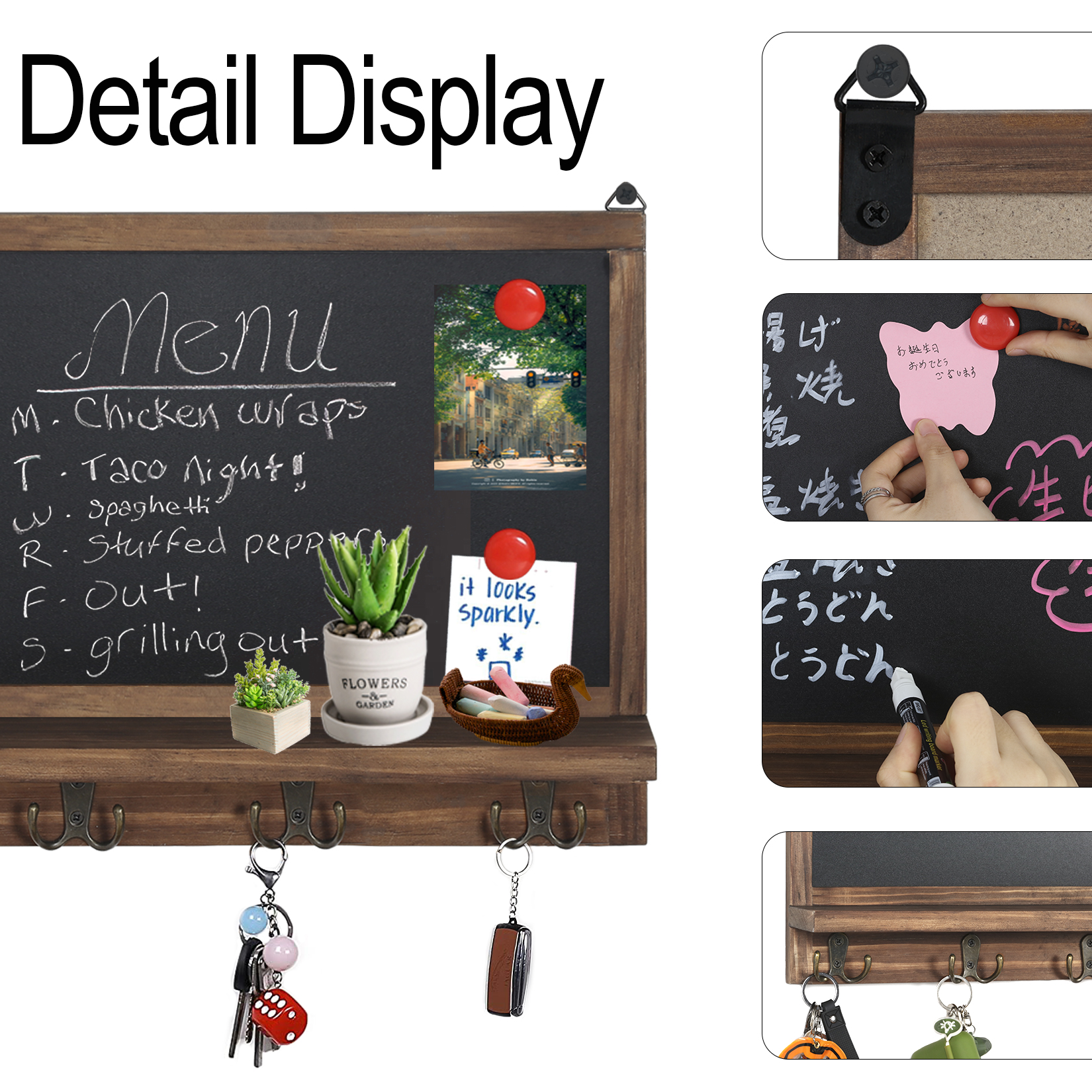 42*30cm Wall Mounted Chalkboard Kitchen Blackboard Memo Board Family Message Board Rustic Wooden Frame Chalkboard Sign