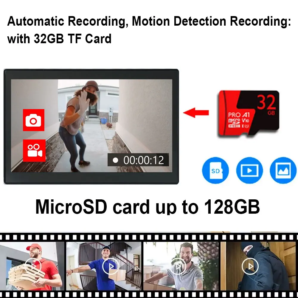2-проводной Tuya Wi-Fi 1080P видеодомофон видеодомофон 10-дюймовый цветной сенсорный экран с паролем IC-карта разблокировка системы безопасности