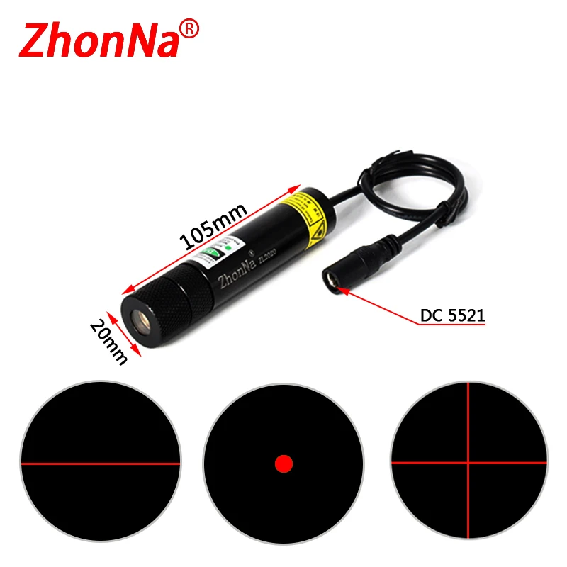 Módulo de posicionamiento láser para carpintería y corte de piedra, 660nm, rojo, 200mW, línea Horizontal y cruz opcional, DC3V