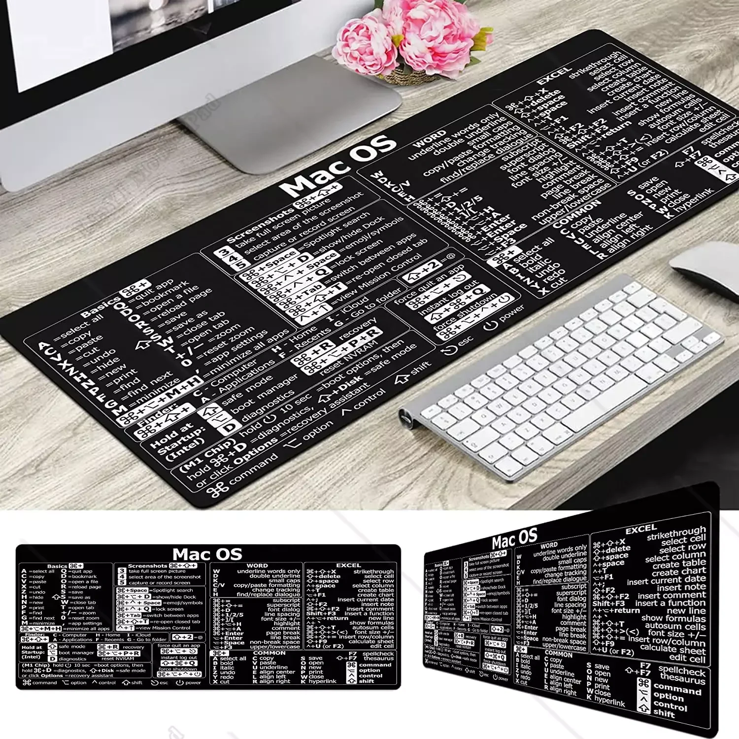 Mac Os Shortcuts Cheat Sheet Word Excel Mousepad für Mac Quick Reference Keyboard Shortcut Rutschfeste Tastaturmatte mit Gummiunterseite