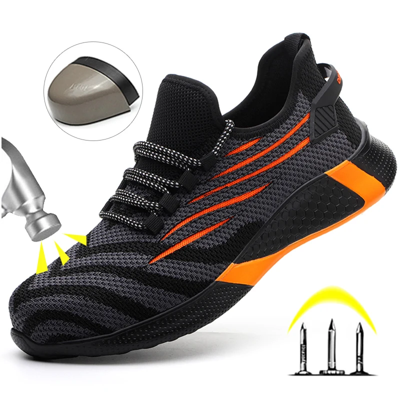 Zapatos de seguridad para el trabajo para hombre, zapatos protectores antipinchazos, zapatos de trabajo indestructibles para hombre, botas de seguridad ligeras y transpirables