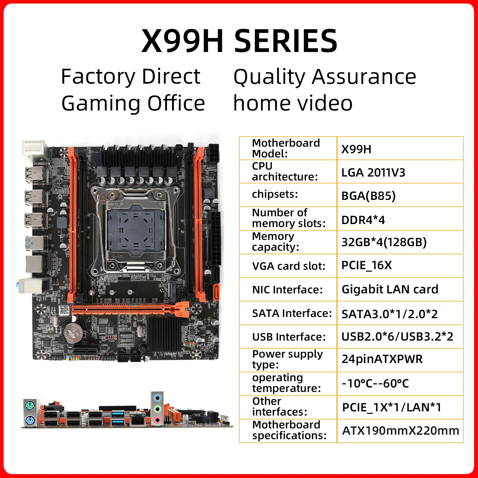 Motherboard X99H Mainboard unterstützt DDR4 RAM Sockel LGA 2011V3 CPU