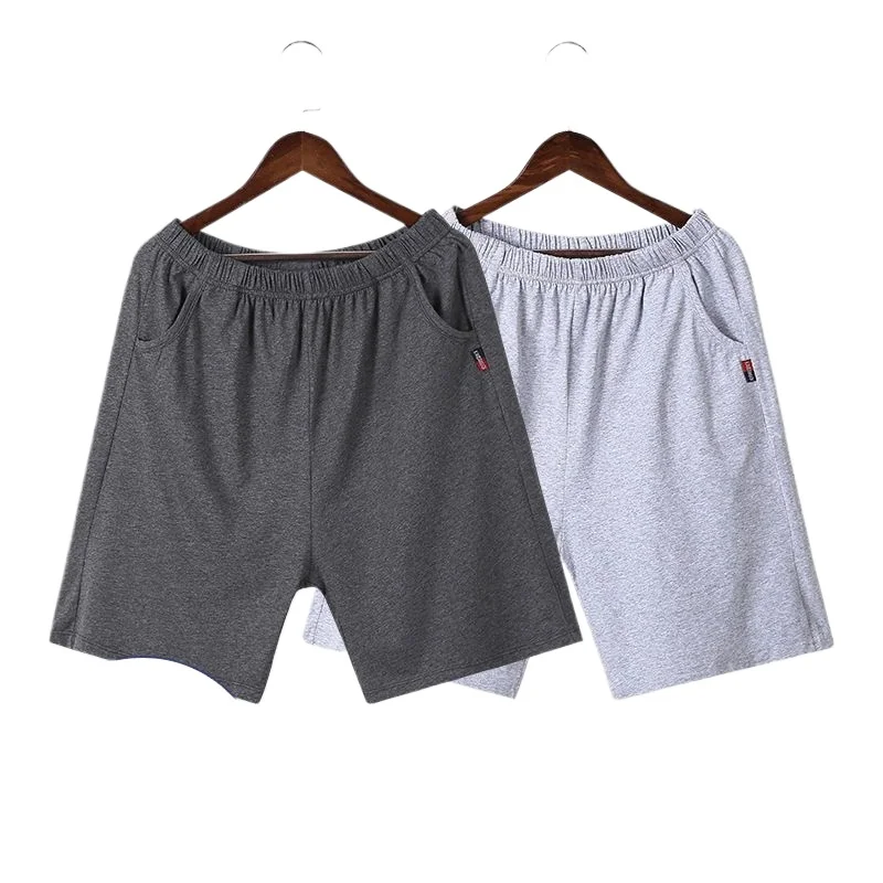 Men Large Size Pajama Pants Combed Cotton Home Large Size Five Pants Elastic Waist Solid Colour Sleeping Pants Durable Comforts