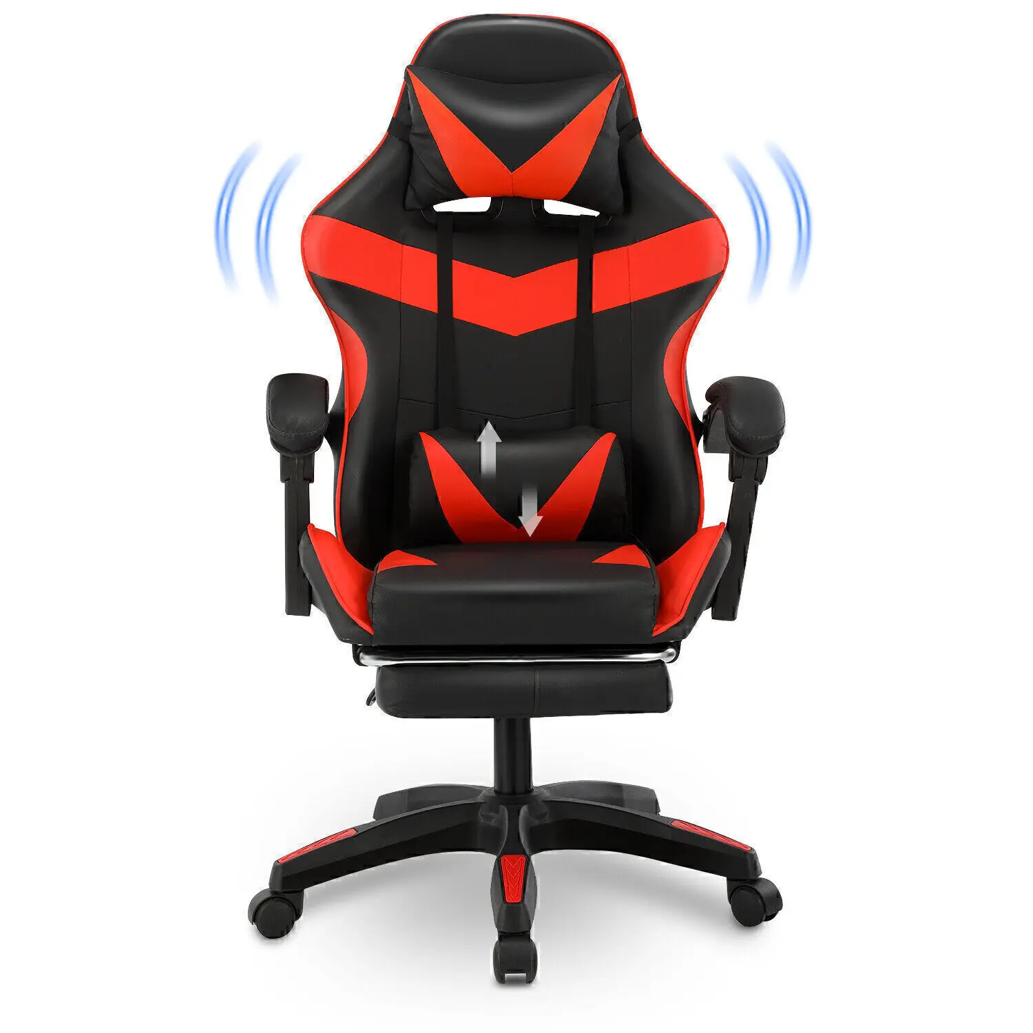 Sedia da gioco per massaggi, sedia per computer con poggiapiedi e supporto lombare, sedia da gioco regolabile in altezza con 360° ° -Sedile girevole e H