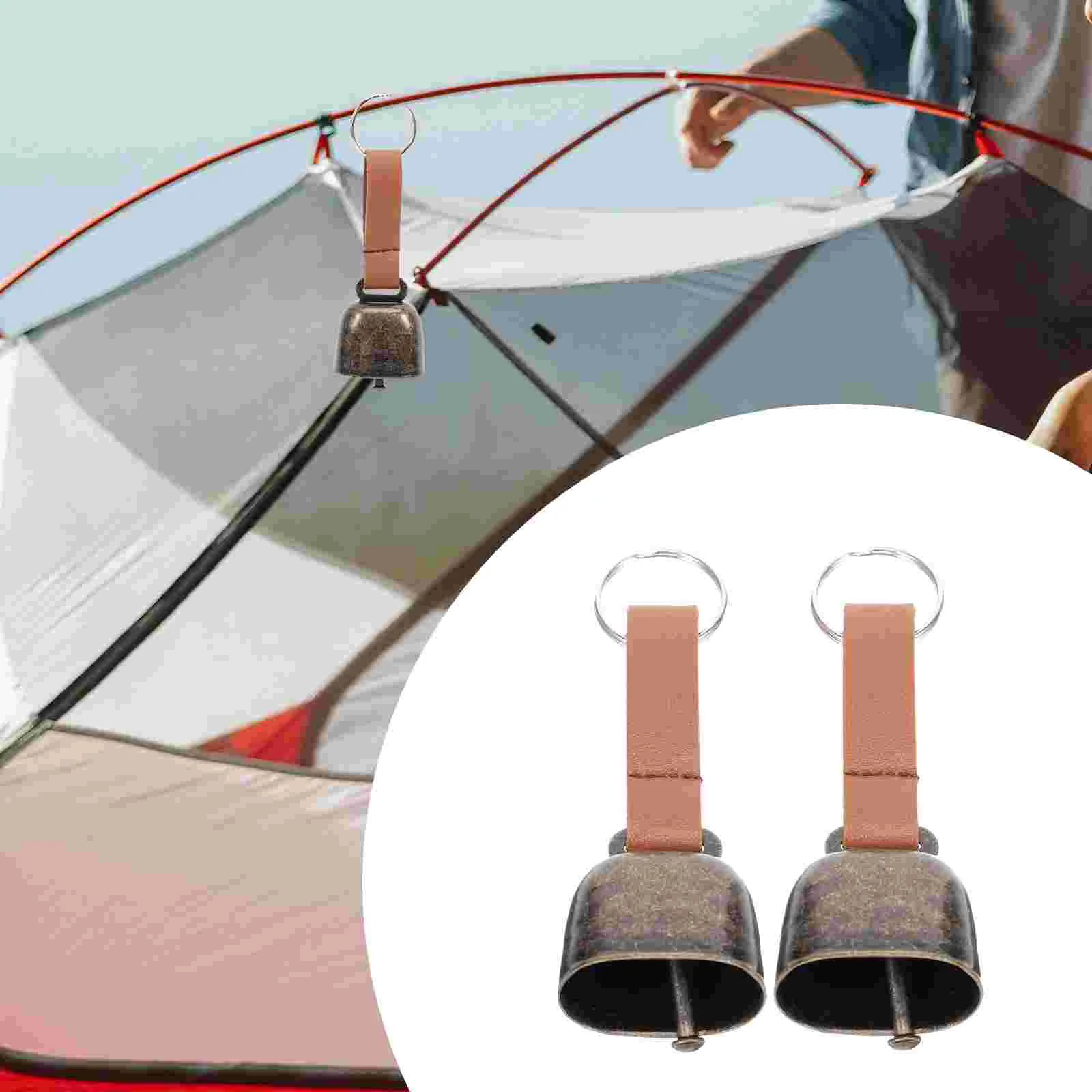2 Pcs Vintage Copper Bear Repelling Bells for Hiking Camping Metal Dog Cow Pet Alarm Outdoor Safety Signal Travel