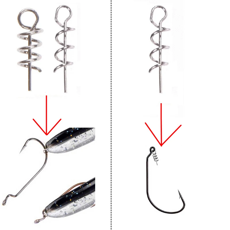 50 ชิ้นตกปลา pins ฤดูใบไม้ผลิ Twist Lock ตกปลาสกรู Centering Pin เข็มสลักคงที่สําหรับ Soft Lure เหยื่อหนอน