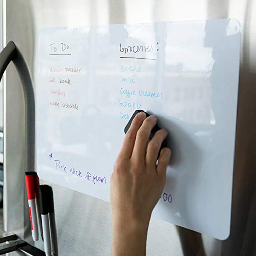 A5 ปากกาไวท์บอร์ดแม่เหล็กตู้เย็นแม่เหล็กหมายเหตุ Memo Board Daily Planner Dry Erase ไวท์บอร์ดกระดานดําตู้เย็นสติกเกอร์