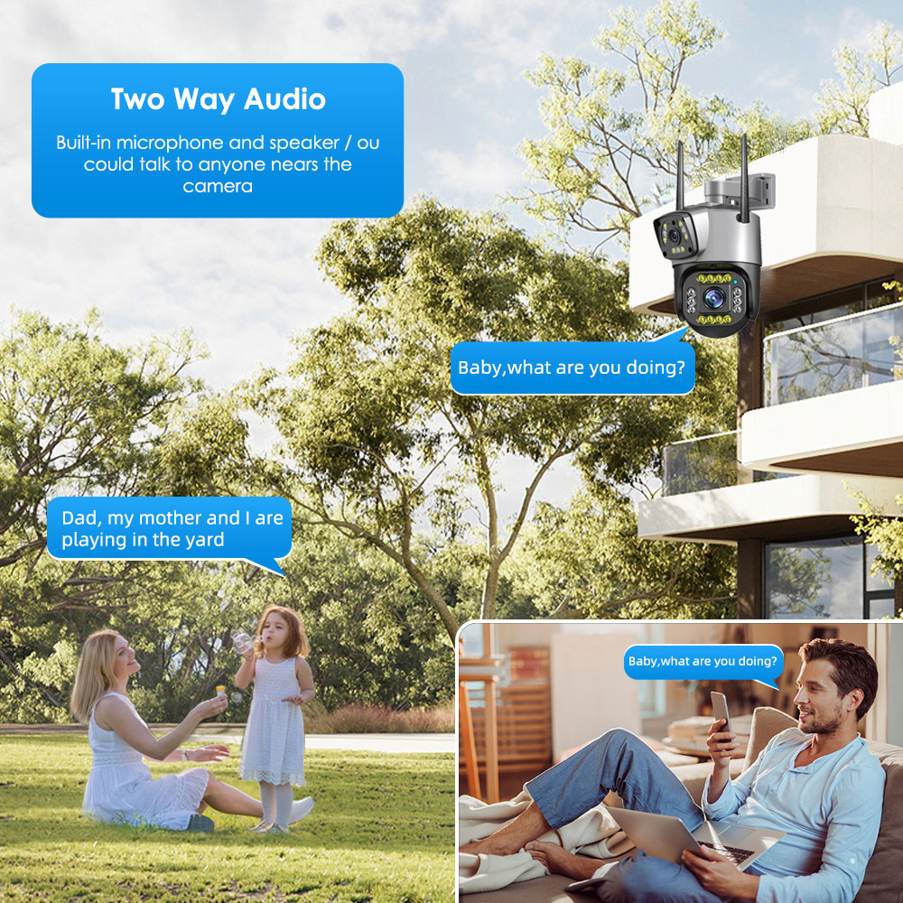 Caméra de permission Extérieure Sans Fil V380, Dispositif de Sécurité Domestique Intelligent, avec Vision Nocturne PTZ, 4G, 8MP, 4K