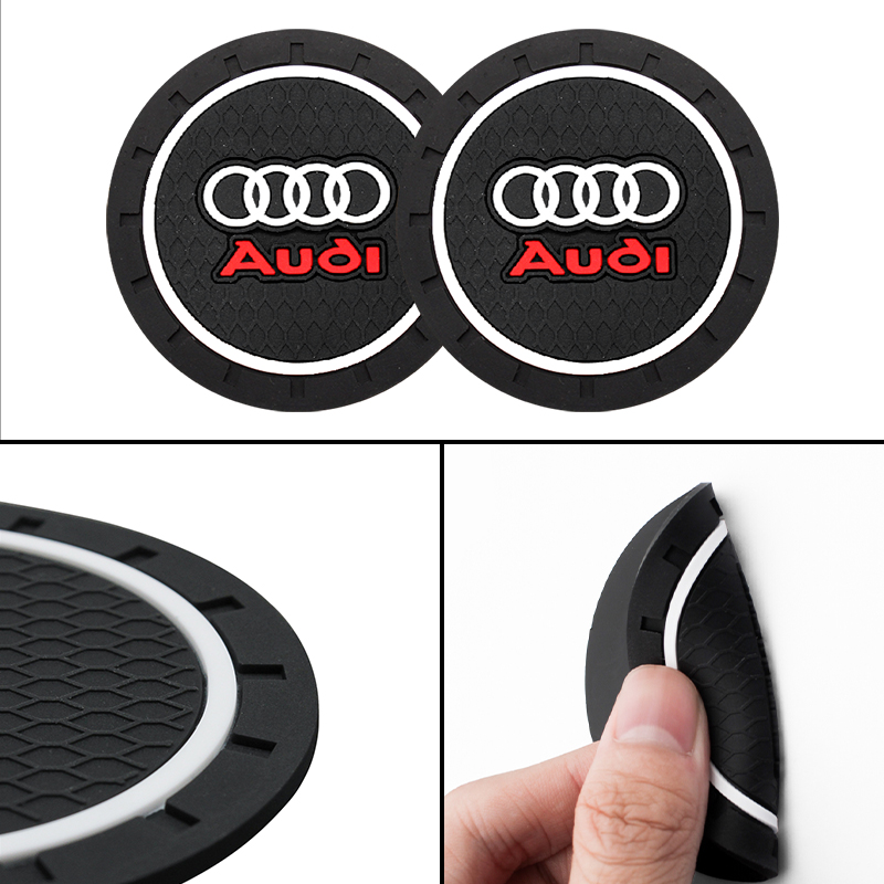 Posavasos de PVC de 2 piezas para coche, alfombrilla antideslizante para taza de agua, accesorios para Audi Sline A4 TT A6 A3 A8 A1 A5Q3 Q5 Q7 Q8