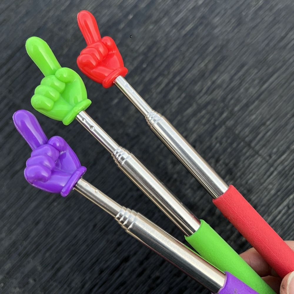 Stainless Steel Teaching Pointer Telescopic Rod Finger Design Teaching Stick Whiteboard Hand Pointer School Office Supplies