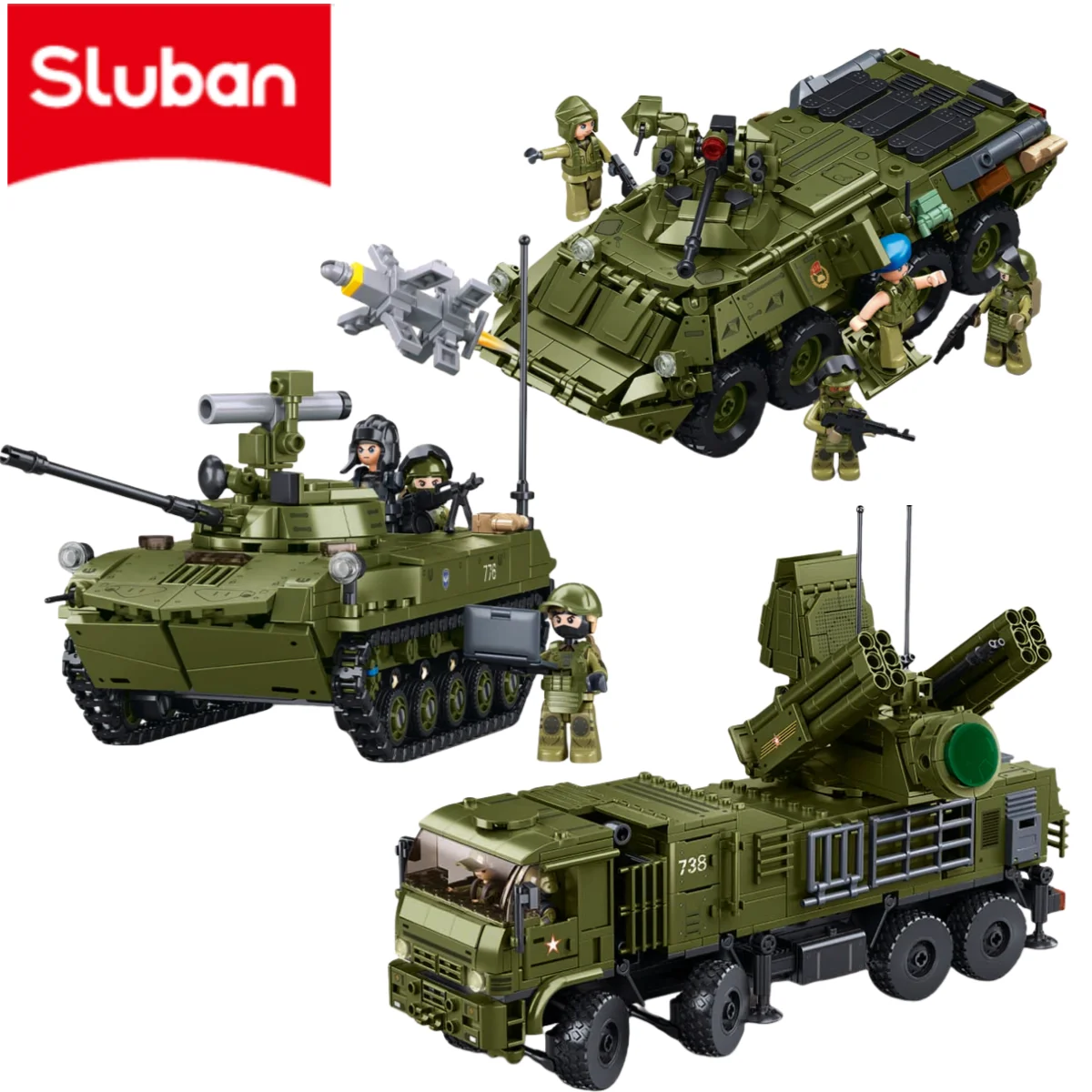 新しい Sluban ミリタリーモデルレンガ戦車歩兵戦闘車両防空システムビルディングブロック知育玩具子供のため