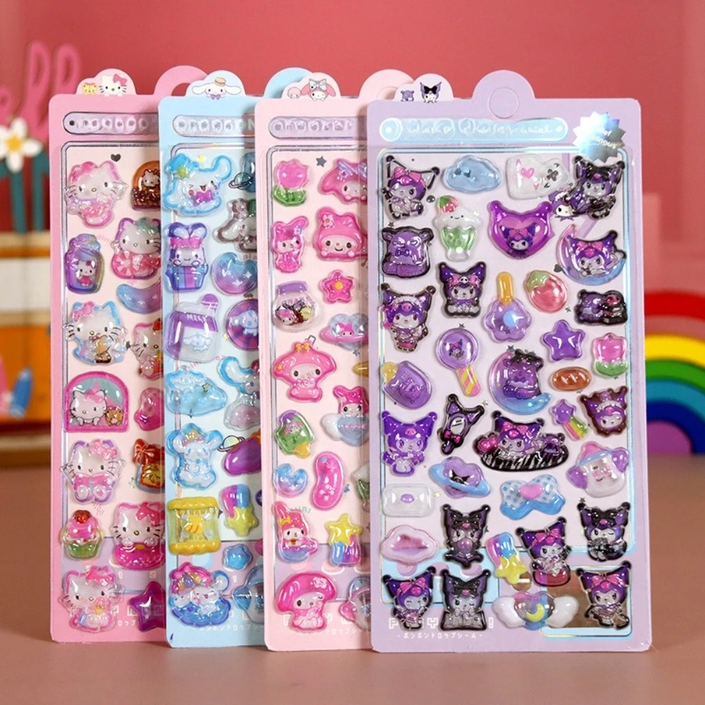 Cartoon Sanrio Characters Kuromi 3D Three-dimensional Embossed Luminous Stickers Cute Creative Children's Toy Stickers Wholesale