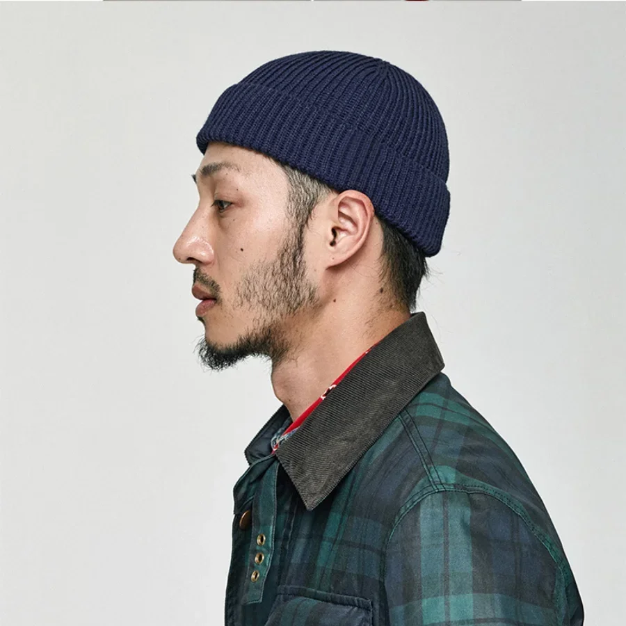 Gorro de lana sin ala cálido e informal, gorro de hip-hop Neutral informal para exteriores, gorro de punto multicolor enrollado cálido de Color sólido